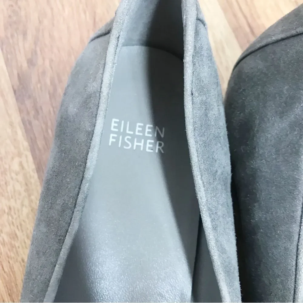 EILEEN FISHER Gray Suede Slip On Flats Shoes Loafers‎ Slippers Leather Size 9